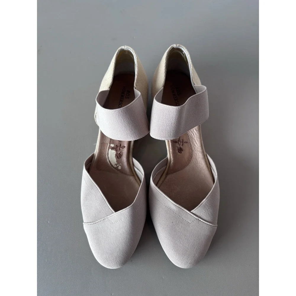 Ros Hommerson Women's 8W Beige Low Heel Wedge Espadrille Shoes‎